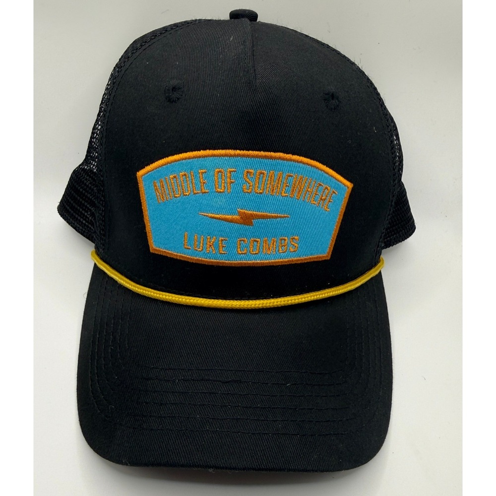 Luke Combs Middle of Somewhere Tour Trucker Hat Black Mesh Snapback Concert Cap